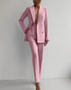 Women's Matching Sets V Neck Double Breasted Design Blazer Tops+Suit Pant Office Ladies Outfit Elegant 2 Piece Sets