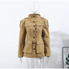 Pocket Stand Collar Long Sleeves Jacket Woman Single Breasted Solid Color Waist Cinching Jackets Versatile Women's Jackets