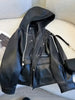 plus Size Black Hooded Motorcycle Style Leather Jacket Women Versatile Leather Coat