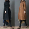 Women Autumn Winter Dress Retro Corduroy Vestidos Add Velvet High Neck Dress Mid-Length Loose Pullover Sweater Female