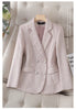 Korean Tweed Blazer Jacket Coat Women Long Sleeve French Slim Woolen Suit Outwear Autumn Winter Casaco