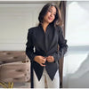 Pleated Waist Cinching Blazer Coat Women Chic Deep V-neck Full-sleeve Single Breasted Slim Coats Lady Commute Jacket