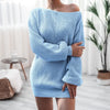 Sexy Wrap Hip Sweater Dresses Women Loose Korean Casual Knitted Dress Autumn Winter Lantern Sleeve Comfortable Female Short Gown