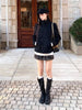 Women's Minimalist Retro Stand up Collar Thick Coat, Asymmetrical Button Decoration, Slim Fit Long Sleeved Top, Winter