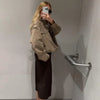 Vintage Tie-dye Suede Women Jacket Long Sleeve Lapel Zipper Slim Female Short Jackets Spring Pocket Lady Outwear