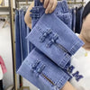 2025New Spring Autumn High Elasticity Women Jean Korean Loose Straight Ankle-Length Cowboy Pants Female Extends Denim Pants Lady