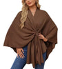 Elegant Shawl Wraps Soft Open Front Poncho Sweater Women Loose V-Neck Cape Casual Solid Color Soft Open Front Poncho Bat Shirt