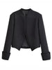 Women Baroque Cropped Jacket Military Inspired Structured Shoulder Asymmetric Hem Elegant Short Blazer Jacket Outerwear