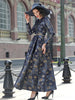 Quality Elegant Women Long Sleeve Maxi Dress Floral Jacquard V Neck Lady Autumn Winter Party Formal Vestidos