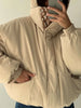 Women Deer Spotted Hooded Puffer Jacket Brown White Dots Drawstring Hood Cropped Elastic Cuff Coats Warm Winter Casual Outerwear