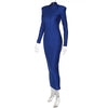 Shoulder Padded Long Sleeve Bodycon Green Party Club Maxi Long Dress Spring Autumn Women Elegant Clothes