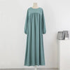 Spring Autumn Muslim Dress Women Loose Maxi Dresses Female Full Sleeve Casual Solid Pockets Robe Long Dresses Vestidoes