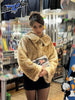 Brown Deer Print Faux Fur Coat Women Y2k Zip‑up Full Sleeves Warm Fluffy Short Jacket Winter Street Party Casual Coats