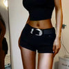 Woman High Waist Aesthetic Straight Leg Jeans Female Streetwear Mini Pants Girls Y2k 2000s Black Baggy Denim Shorts