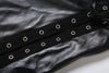 Hipster Leather Flared Pants Women Coquette Shirring Hollow Rivet Stretch Streetwear Chic Y2K Music Festival Bottoms