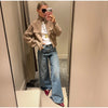 Women Camel Ribbed Knit Cardigan Zip Up High Collar Long Sleeve Cropped Sweater Flap Pockets Jacket Casual Autumn Outfits