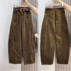Large Size 4XL Autum Winter Trousers Women Corduroy Straight Leg Pants Retro Ladies Loose Wide-leg Pantalons
