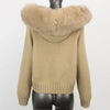 Knitwear Cardigan Women Spring Knitted Jacket Female Autumn Hooded Real Fox Fur Coat Natural Short Fur Coat Casual