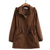 Women Trench Coat Solid Mid Long Hooded Windbreaker Middle Aged Mothers Clothes Large Size 5XL 6XL 7XL Female Outerwear