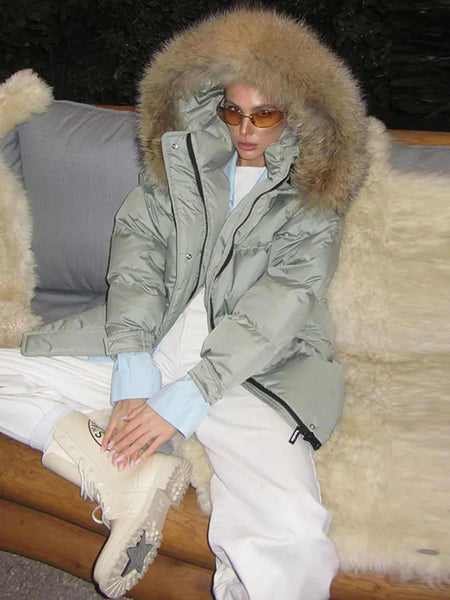 Thicken Coat Women Faux Fur Hood Collar Waist Belted Female Short Parka Jacket Winter Warm Zippers Lady Outerwear