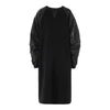 Pleated Long Sleeve Design Contrast Color Dress Loose Patchwork Casual Women Black Dresses Autumn CPG2092
