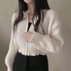 Short Sweater Zipper O-neck Knitted Cardigan Coat Casual Basic Solid Black Women Clothes Winter All-match Thick Lady