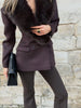 Women Wool Blend Blazer Coat With Large Faux Fur Collar Fitted Waist Double Breasted Winter Outerwear
