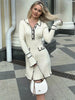 Ruffled Knit Dress Women Autumn Ribbed Contrast Long Sleeve High Waist Lapel Gown Dress Knitwear Ladies Maxi Dress