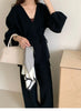 Sweater Set Women's Loose Outer Wear Lazy Style Winter Lace-up Knitted Jacket Cardigan Wide-leg Pants Two-piece Set