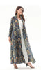 Pleated Turndown Collar Long Sleeve Cardigan Dress Women Spring Abaya Original Designer Vintage Printed Coat