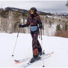 Printed Hooded Puffer Coat Suspender Ski Pants Zip‑Up Slim Fit Winter Women Snow Outfit Warm Lady Two‑Piece Ski Set