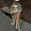 Urban Solid Double Breasted Long Women Coat Loose Full Sleeve Belt Double Breasted Female Jacket Autumn Winter Lady Top