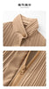 Black Pleated Stand Collar Longline Coat, Lightweight Wrinkle-Resistant Women's Casual Daily Office Commute Travel Outerwear