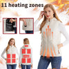 Women's Winter Smart Heated Vest, 11-Zone Heated Vest, USB-Powered Solid-Color Hooded Jacket, Casual, Sports, and Outdoor Warmth