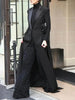 Women's Elegant Blazer Jacket Solid Black Slim Long Sleeve Extra-Long Splited Blazer Coat Female Formal Outerwear