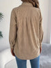 Elegant Single-breasted Solid Long-sleeved Corduroy Jacket Shirt Loose Casual Jacket Black Top Coat Women Clothes