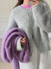 Lazy Style Wool Cardigan Women's Spring and Autumn Loose Round Neck Knitted Short Jacket Soft Long Sleeved Sweater