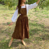 Retro Women's Corduroy Dress Square Neck Casual Medieval Dresses Vestidos Para Mujer