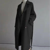 Women Woolen Coat Autumn Spring Long Loose Knee-Length Waist-Cinched Tweed Coat Women's Clothing