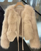 autumn and winter fur coat women's short style imitation fox fur Korean version versatile lace up thick top