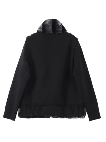 Women's Faux Fur Coats Furry Patchwork Knit Sleeve Bomber Jackets Autumn Female Stand Collar Loose Coat Lady Outerwears