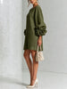 High‑quality Women Loose Short Tunic Dress 3D Stereo Big Flower Cuff Lantern Long Sleeve Button Front Dress Casual Daily Wear