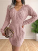 Women Sweater Dresses Cocktail V Neck Knitted Dress Sweater Sheath Dress