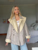 Plaid Trench Short Coat Casual Double Breasted Shawl Lapel Loose Street Jacket Lady Fall Chic Daily Commute Outerwear