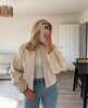 Women O Neck Long Sleeve Embroidery Jacket Front Zipper Loose Crop Outerwear Lady Commuting Casual Outfits