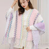 Ethnic Style Cape Oversized Sweater Jacket Women Loose Patchwork Warm Long Scarf Knitted Cardigan Woman