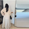 Solid Color Loose Fit Flare Sleeve Tiered Dress Crew Neck Ruffle Hem Pleated Long Maxi Dresses Spring Chic Casual Outwear