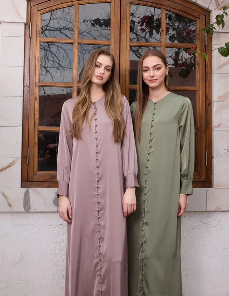 AS SS26 light satin ball buttons dress lightweight comfortable fabric dressy woman clothes