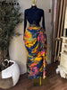 Women's Dress Set Tops +Bodycon Stacked Ruched Ribbon Mini Long Maxi Skirts Suit Vacation Two 2 Piece Set Outfit