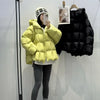 Women Light White Down Jacket with Hood Loose Over Size Casual Autumn Winter Outwear Square Warm Short Coat
